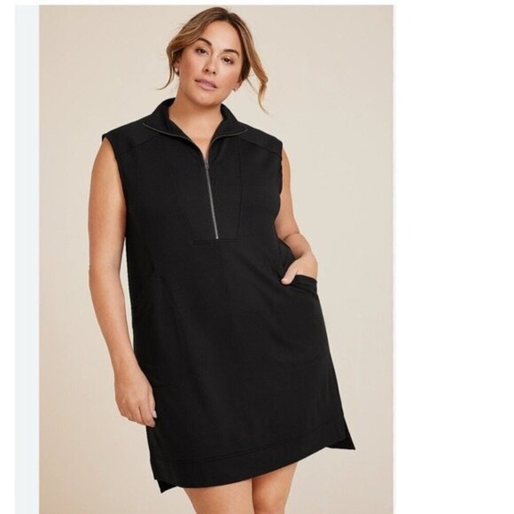 Maurices Dresses & Skirts - Maurices 24/7 Zip Up Front Sleeveless  Black Pockets Lagenlook Soft Dress Sz 1X